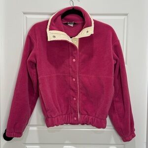 Vintage Woolrich Fleece Jacket Pink Snap Front Cropped Women’s Small